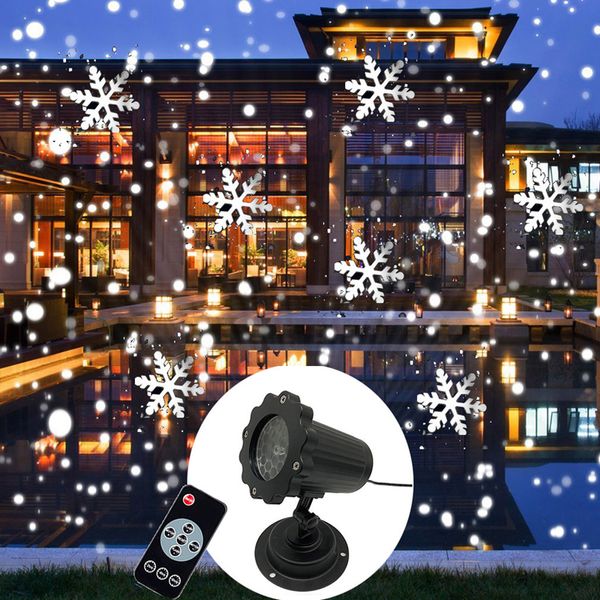 Proiettore nevicata Luci natalizie Proiettore da esterno IP65 Testa mobile Laser Neve LED Luce da palcoscenico per luci da festa di Natale