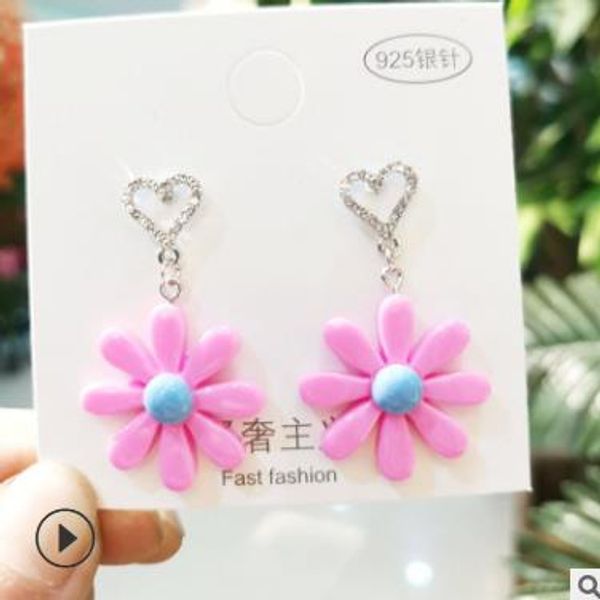 

новый корейский дизайнер весна тот же цветок тремоло тот же пункт s925 серебряная девушка модный бутик простые серьги и серьги бесплатная до, Silver