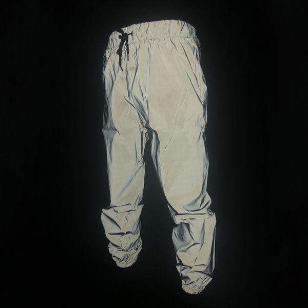 

men night full reflective dance joggers casual pants harajuku streetwear hip hop elastic waist waterproof sweatpants trousers, Black
