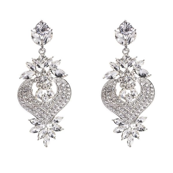 

luxury crystal wedding earrings for women flower gold silver bridal dangle earring 2019 red rhinestone earings fashion jewelry