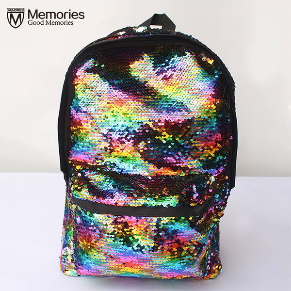 

large capacity backpack women fashion sequin hit color school backpack travel student satchel shoulder zipper women 201