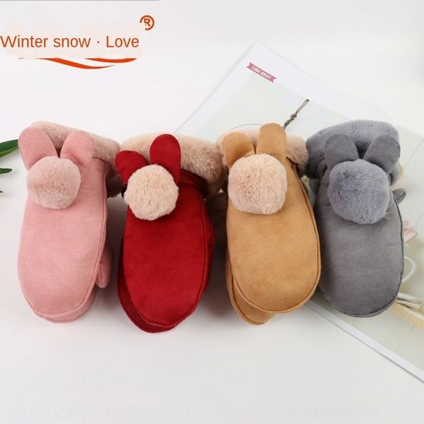 

big boy cartoon warm and suede warm gloves creative lanyard finger plush gloves, White