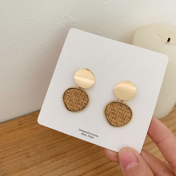 

statement women drop earrings handmade jewelry heart rattan knitted classic party dangle earring for lady girl korean style, Silver