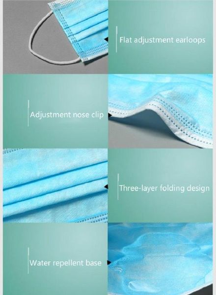 

disposable face masks 3-layers disposable civilian masks dustproof non-woven fabric plus meltblown cloth masks for 02