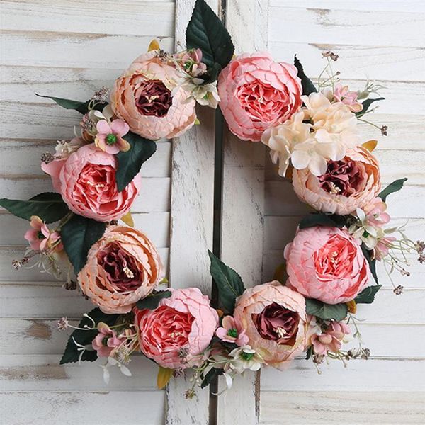 

13.78'' lifelike hydrangea handmade garland rose wall decoration wall hanging restaurant supplies wedding festival decoration