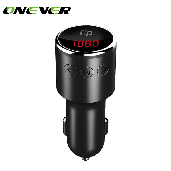 

onever fm transmitter bluetooth v4.2 wireless car kit fm transmitter mp3 player support u-disk hands-calling dual usb port