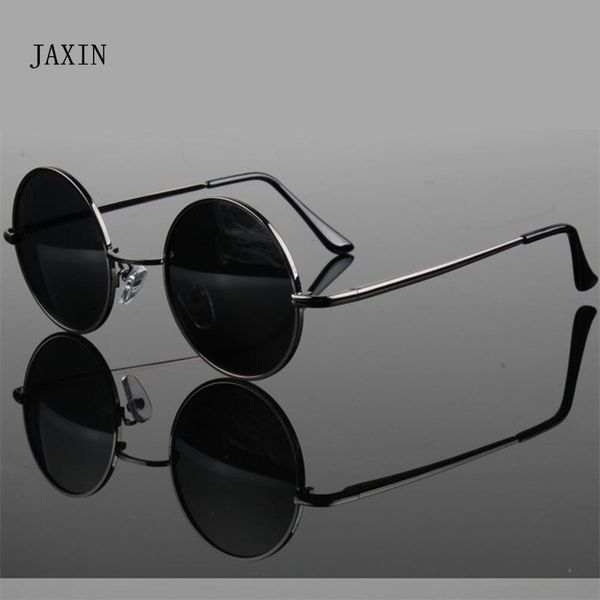 

jaxin classic retro polarized round sunglasses men metal frame black sun glasses women brand design fashion wild mirror uv400, White;black