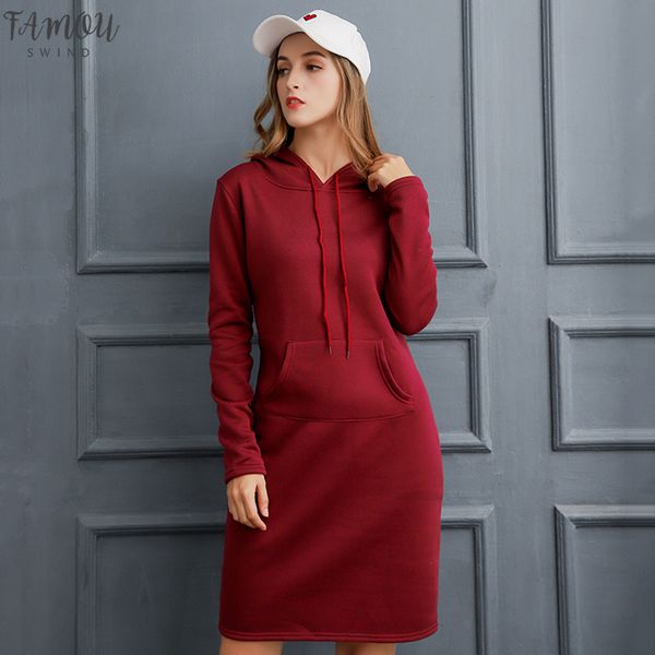 

autumn winter warm sweater slim long-sleeved dress 2020 woman clothing hooded collar pocket design simple woman dress, Black;gray