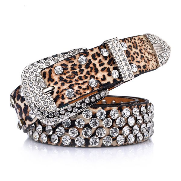 

2019 new belt diamond buckle designer belts luxury belt for women brand buckle leopard belt fashion womens real leather belts
