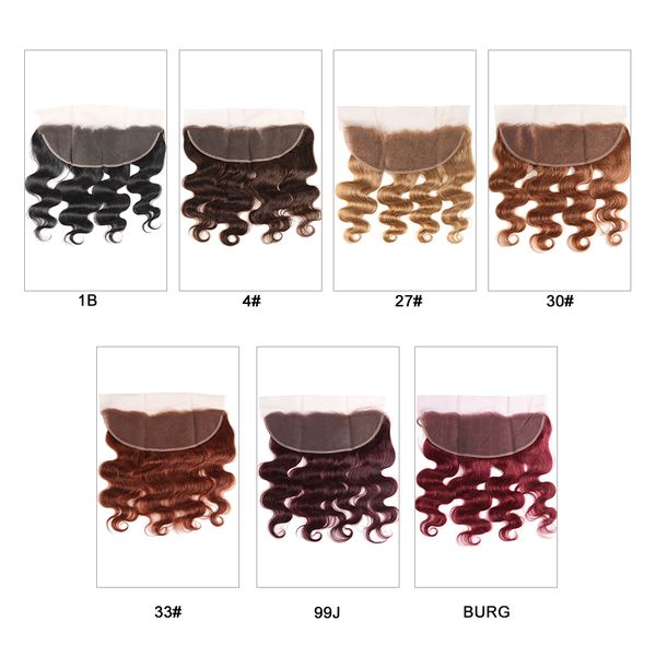 

предварительно сорвал объемная волна швейцарский кружева фронтальная закрытие уха до уха натуральный волосяной покров 13x4 кружева фронталы, Black;brown