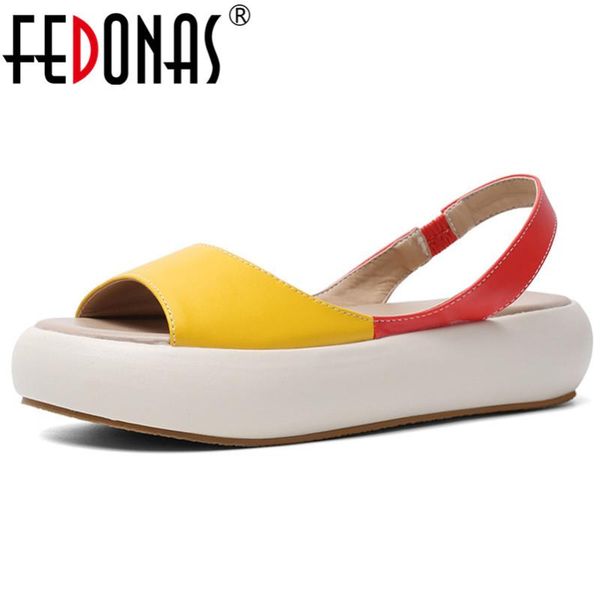 

fedonas 2020 summer new fashion round toe women flats shallow women sandals mixed colors pu leather party rome shoes woman, Black