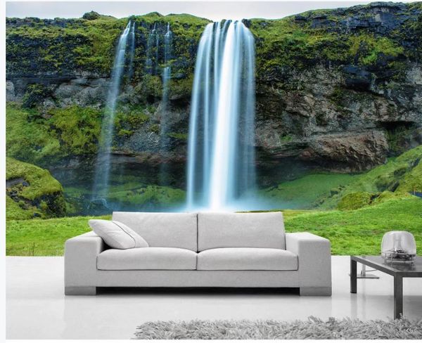

p wallpaper for walls waterfall new chinese lucky landscape modern aesthetic background wall painting