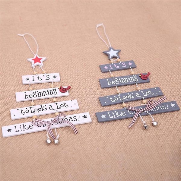 2019 Christmas Colorful Wooden Pendant Door Decorations Hanging Party Decor Ornaments Home Shop Door Window Christmas Decorative Tips From