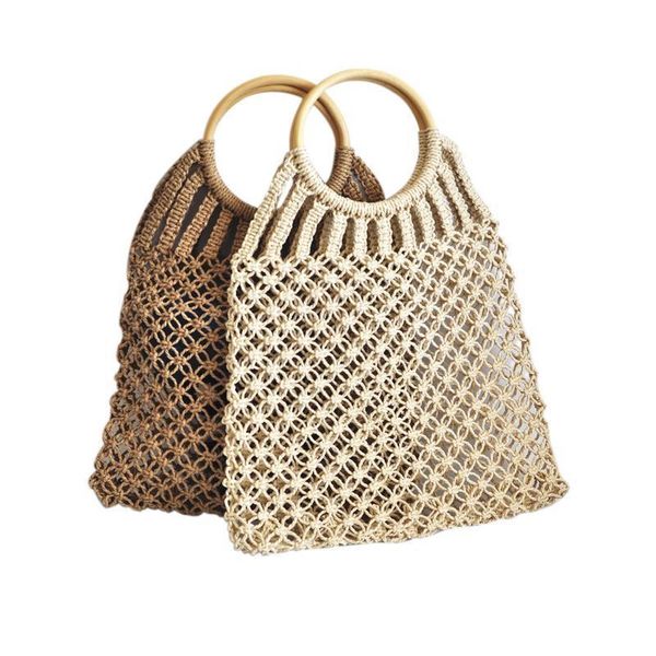 

straw braided bag summer fashion natural women's hand bag beach outdoor travel handmade totes rattan handbag woven storage bags y190619