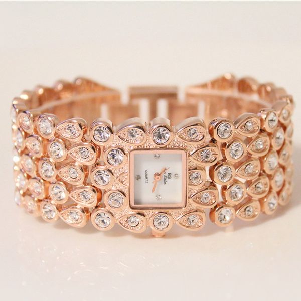 

women's quartz watch new high-end linked list full rhinestone pearl mother-of-pearl small dial pearl female watch, Slivery;brown