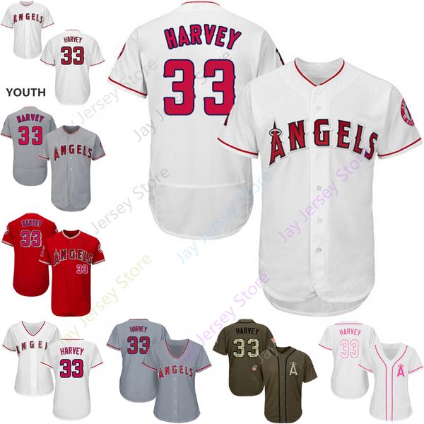 

2019 Los Angeles 33 Matt Harvey Jersey Angels of Anaheim Jerseys CoolBase Flexbase Home Away White Black Red Grey Pullover Button Men Women