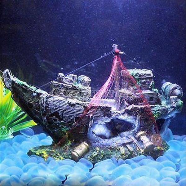 

aquarium ornament wreck boat sunk ship shipwreck fish tank cave decor destroyer