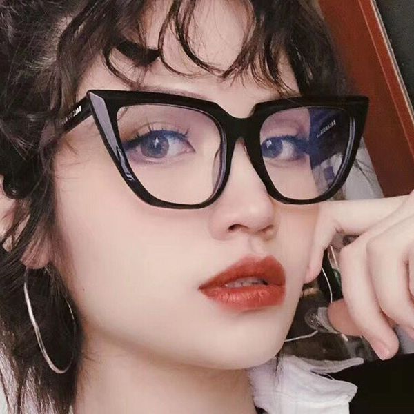 

2020 fashion rmm brand new cat eye plain glasses anti blue light glasses frame retro big frame eyeglasses for women, White;black