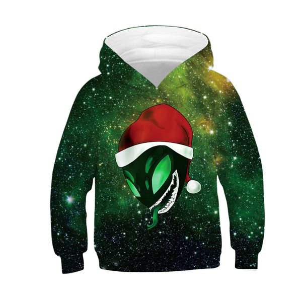

n-olsollo 2018 new winter coats for 4-13 years old cartoon print hooded sweatshirts for kids loose alien print hoodies pullover, Black