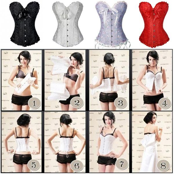 

with string boned vest bustiers overbust corset bridal gothic polyester, Black;white