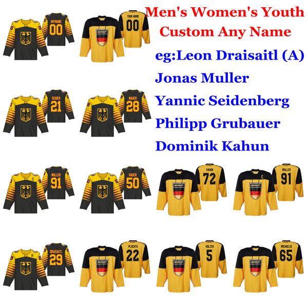 

2019 iihf world championship germany hockey jerseys dominik kahun jersey bergmann denis reulÂ frederik tiffels stefan loibl custom stitched, Black;red