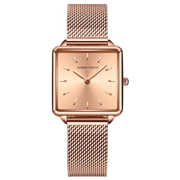 

new waterproof rose gold women's watches stainless steel rectangle wristwatches ladies mesh strap square watches female clock, Slivery;brown