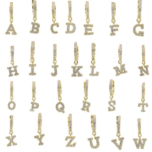 

fashion 26 english letters zircon ear piercing earring for women creative joker statement earring cartilage jewelry gift wholesale, Silver