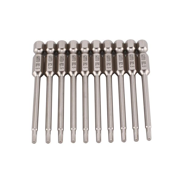 

goto h2 10 pcs sh1/4, 75mm long s2 magnetic hex head screwdriver bit watch phone repair hand tools household repair tools
