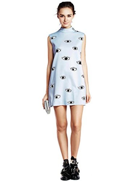 

choies women's limited edition eyes print sleeveless dress, Black;gray