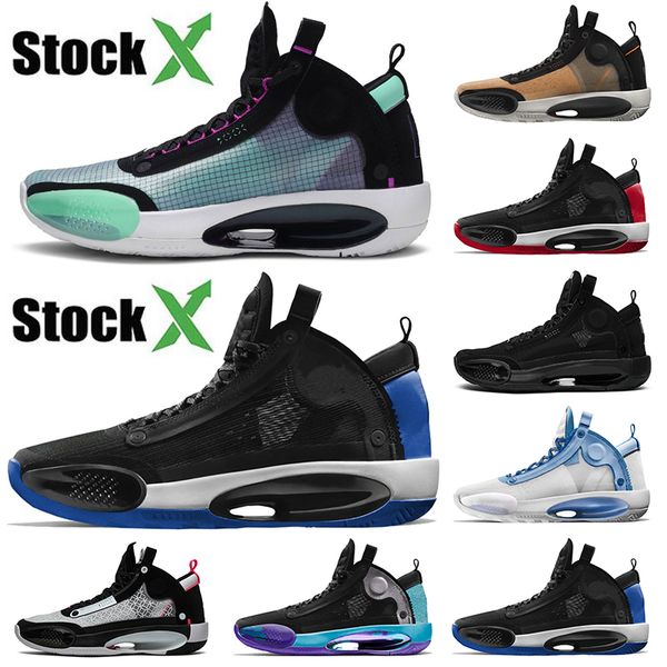 

stock x 2020 blue void 34s jumpman xxxiv high-basketball shoes royal blue amber rise bred black cat eclipse for men size 7-13, White;red