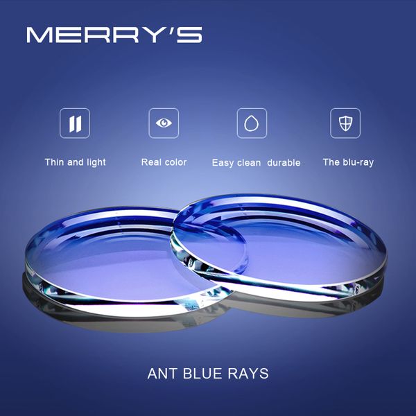 

merrys anti blue light series 1.56 1.61 1.67 prescription cr-39 resin aspheric glasses lenses myopia hyperopia presbyopia lens, Silver