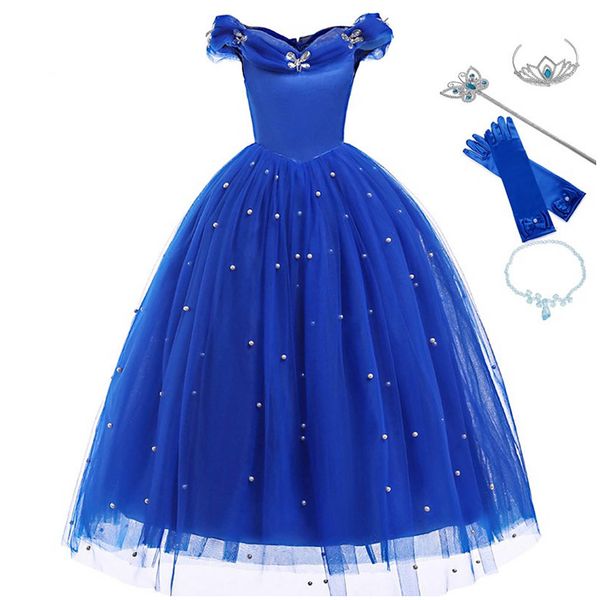 

girls cinderella princess dress elegant blue frocks for summer evening prom kids dress up formal party costumes for baby girl t200624, Red;yellow