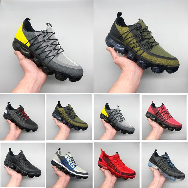 

brand new run utility men designer shoes black anthracite white reflect silver running shoes sport sneakers size 40-45