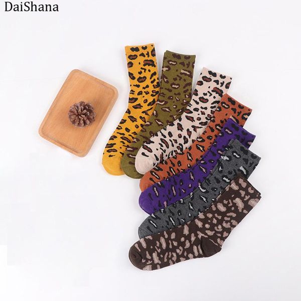 

daishana harajuku new women socks leopard grain elegant socks long loose sock autumn winter korea their leisure sock selling, Black;white