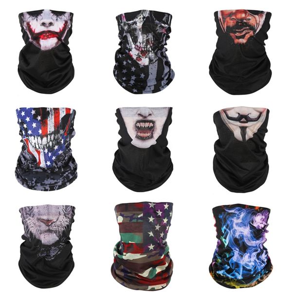 

shjju magic windproof triangle skull scarf motorcycle cycling face mask skull scarf bandana dust-proof sunscreen uv mask ski balaclava sc#58, Blue;black