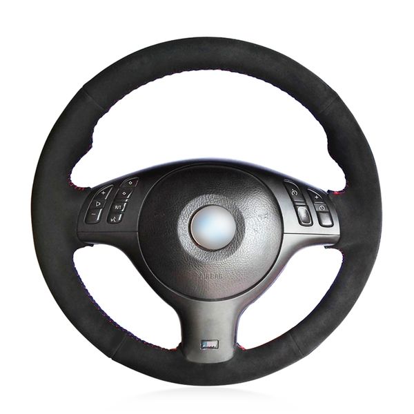 

black suede hand sew wrap car steering wheel cover for e46 e39 330i 540i 525i 530i 330ci m3 2001-2003