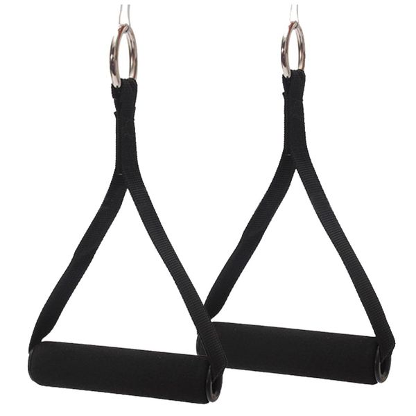 

dsgs 2x black tricep rope cable attachment handle bar resistance gym training band
