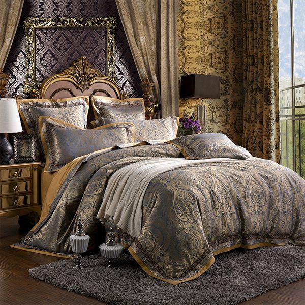 No 1 10 European Luxury Bedding Sets Damask Jacquard Cotton 4