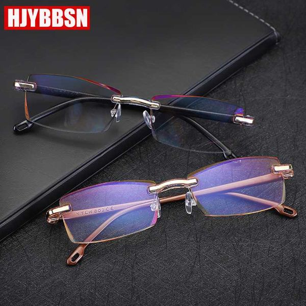 

2020 brand anti-blue light radiation-proof reading glasses men women fashion borderless ladies women's glasses oculos, White;black