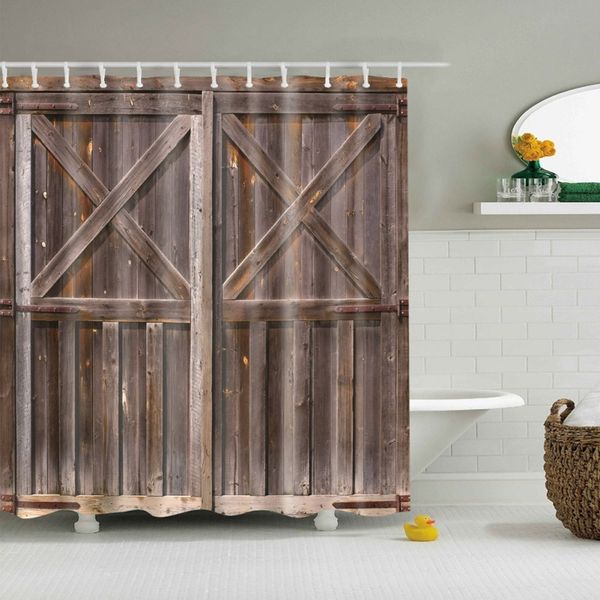 

shower curtain old wooden barn door of farmhouse countryside village board rural life p print