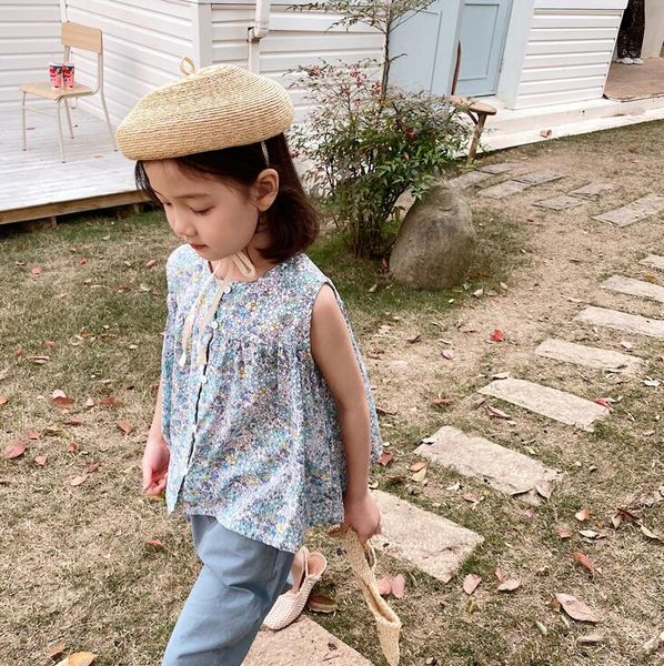 

2020 selling baby girls printed shirt summer kids girls blouse 2-8 years, White;black