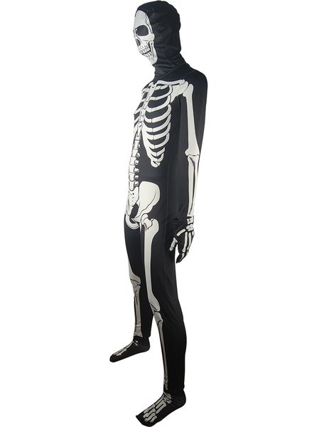 

fashion-donnie darko skeleton skull costume halloween cosplay costume horror sci-fi drama make-up jumpsuit, Black;red