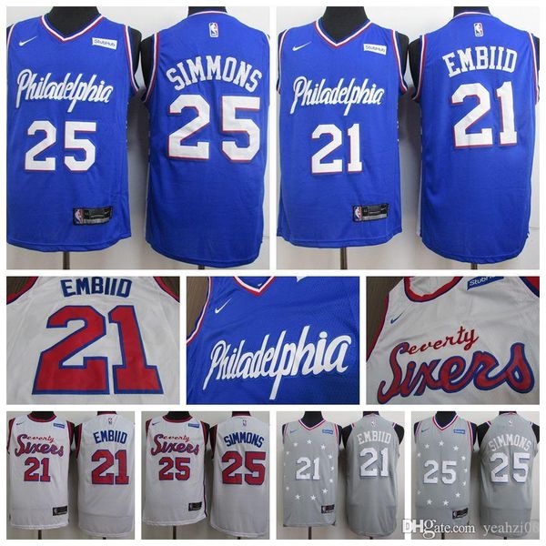 

2019 men philadelphia joel 21 embiid 76ers ben 25 simmons jersey the city allen 3 iverson stitched basketball jerseys, Black;blue