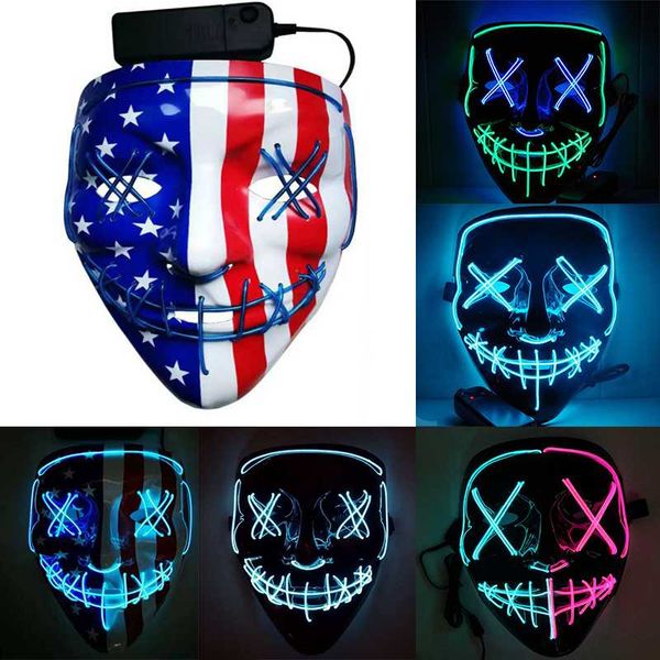 

halloween led light up party masks the purge election year great funny flag masks festival cosplay costume supplies glow in dark