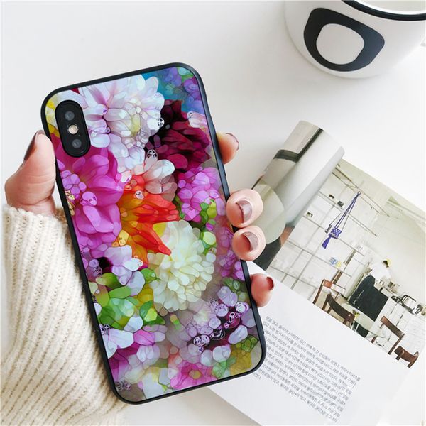 

capa luxury dazzling dahlia flower cover for iphone 11 pro xs max xr case for iphone 8 7 6s plus 5s se case soft silicone cover.
