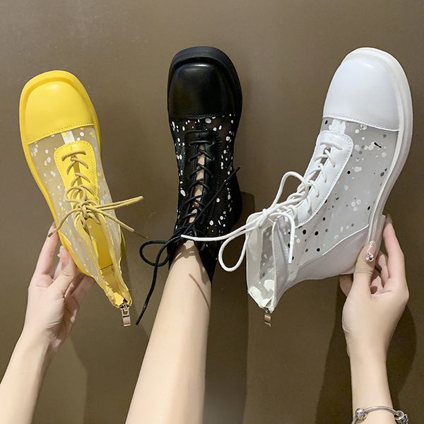 

lace denim women's shoes sandal woman boot 2020 summer breathable velvet shoes sandals block heels all-match suit female, Black