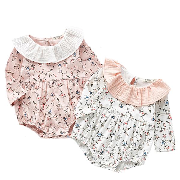 

cute baby girls bodysuit long sleeve floral girl little flower baby collar one piece creeper newborn girl newborn clothes, Blue