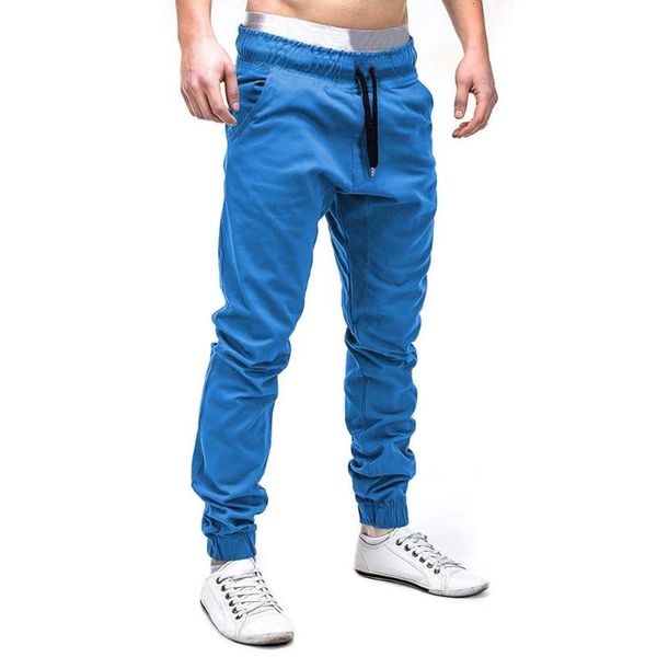

plus size men sweatpants casual elastic joggings sport solid baggy trousers with pockets male outdoor running pant for male, Black;blue