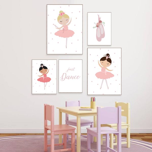 

ballet girl nursery canvas prints babi nordic canvas painting poster baby girl room decor pink dancer wall pictures for bedroom