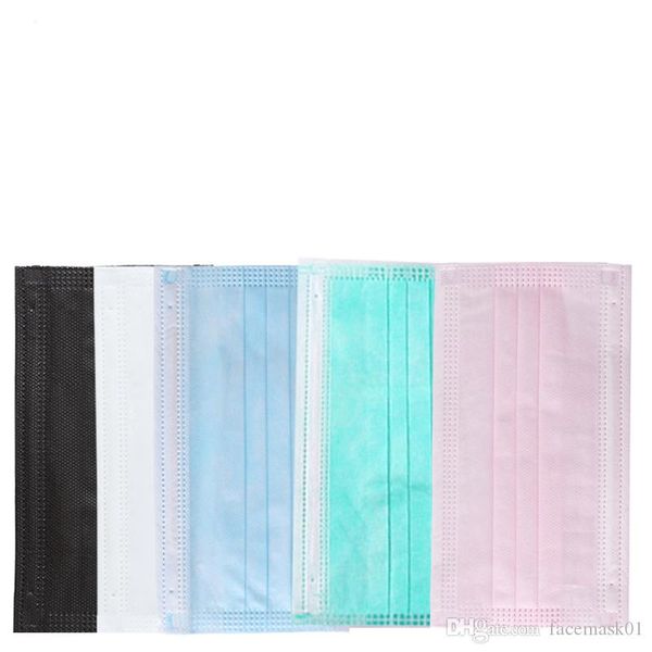 

50шт одноразовая маска для лица 3 слоя ухо-петля пыли mouth маски обложка 3-слойный нетканые одноразовые респиратор мягкой дышащей гулянку